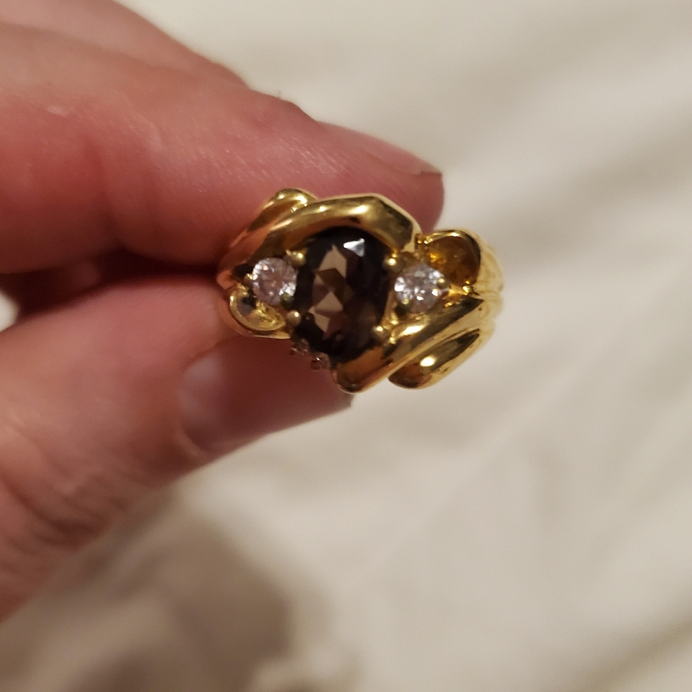 Karis Gold and crystal designer ring
